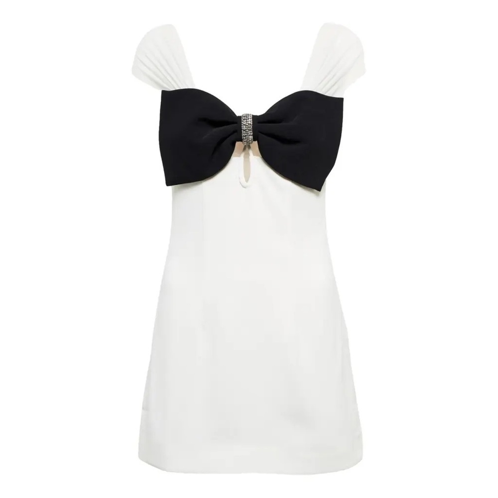 White Mini Dress With Black Bow Nwt
